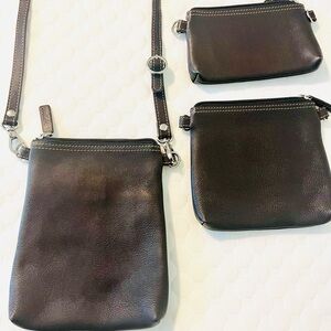 3-in-1 Rich Mahogany Leather Trio Crossbody/Pouch Bag Set